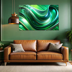 Yeşil Renkli Soyut Temperlenmiş Cam Tablo