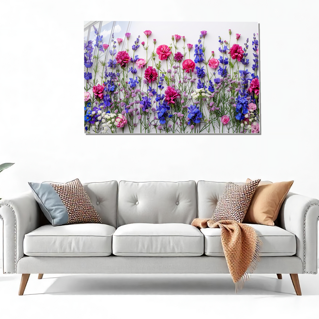 Tempered Cam Çiçek Desenli Duvar Tablosu – Renkli Doğa Sanatı, Modern Ev Dekoru, Canlı Çiçek Tasarımı