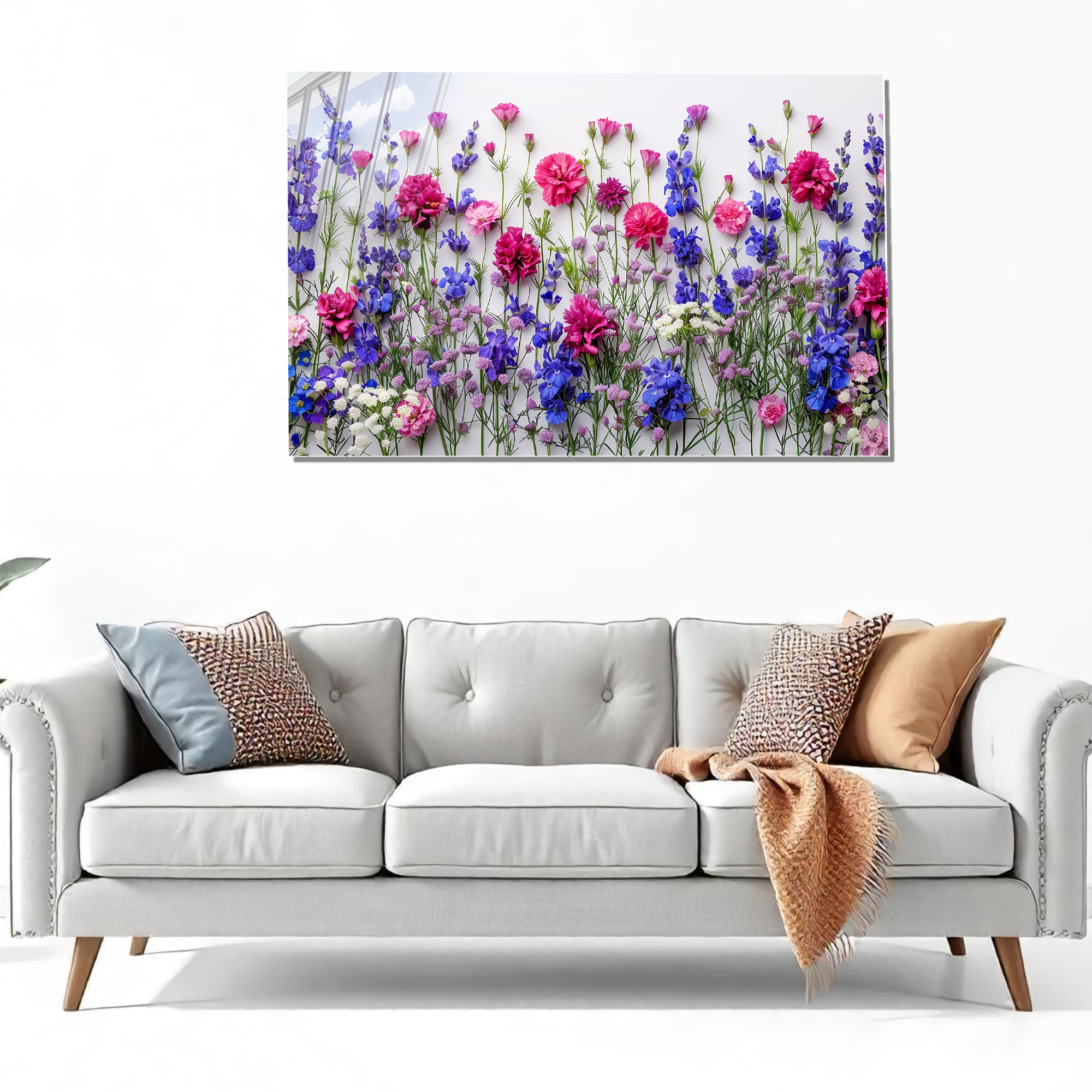 Tempered Cam Çiçek Desenli Duvar Tablosu – Renkli Doğa Sanatı, Modern Ev Dekoru, Canlı Çiçek Tasarımı