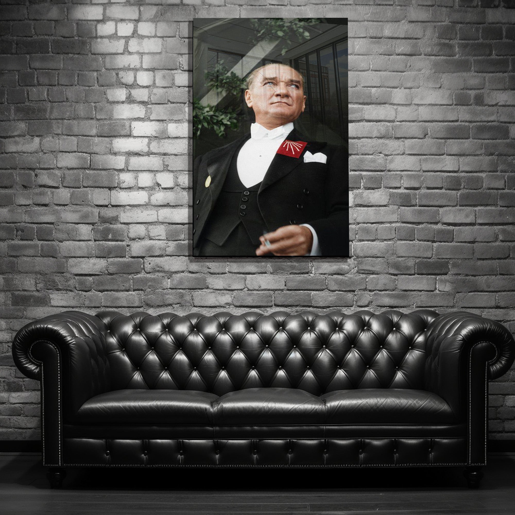 Atatürk Temalı Temperli Cam Duvar Tablosu – Premium UV Baskı, Modern & Şık Dekor