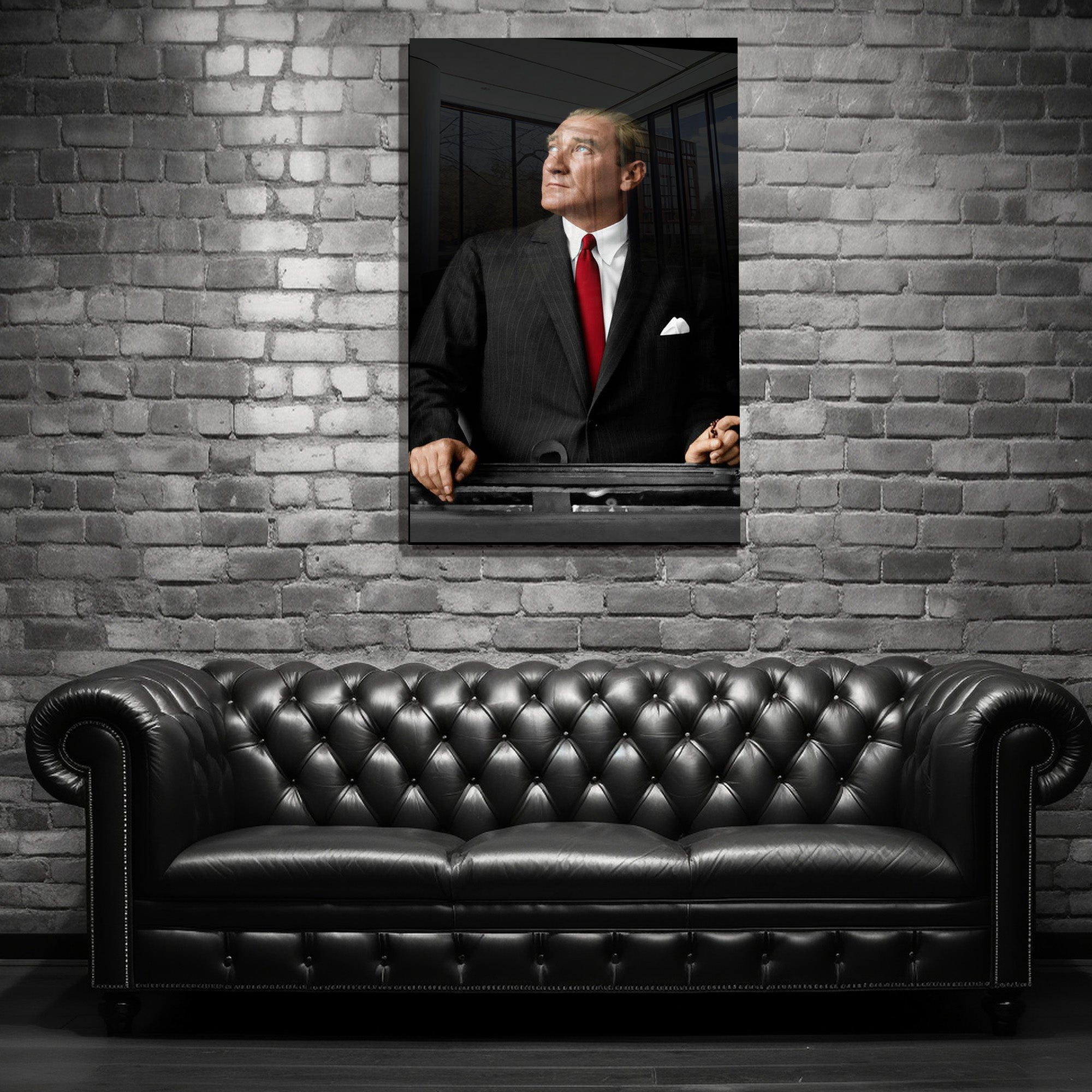 Atatürk Temalı Temperli Cam Duvar Tablosu – Premium UV Baskı, Modern & Şık Dekor