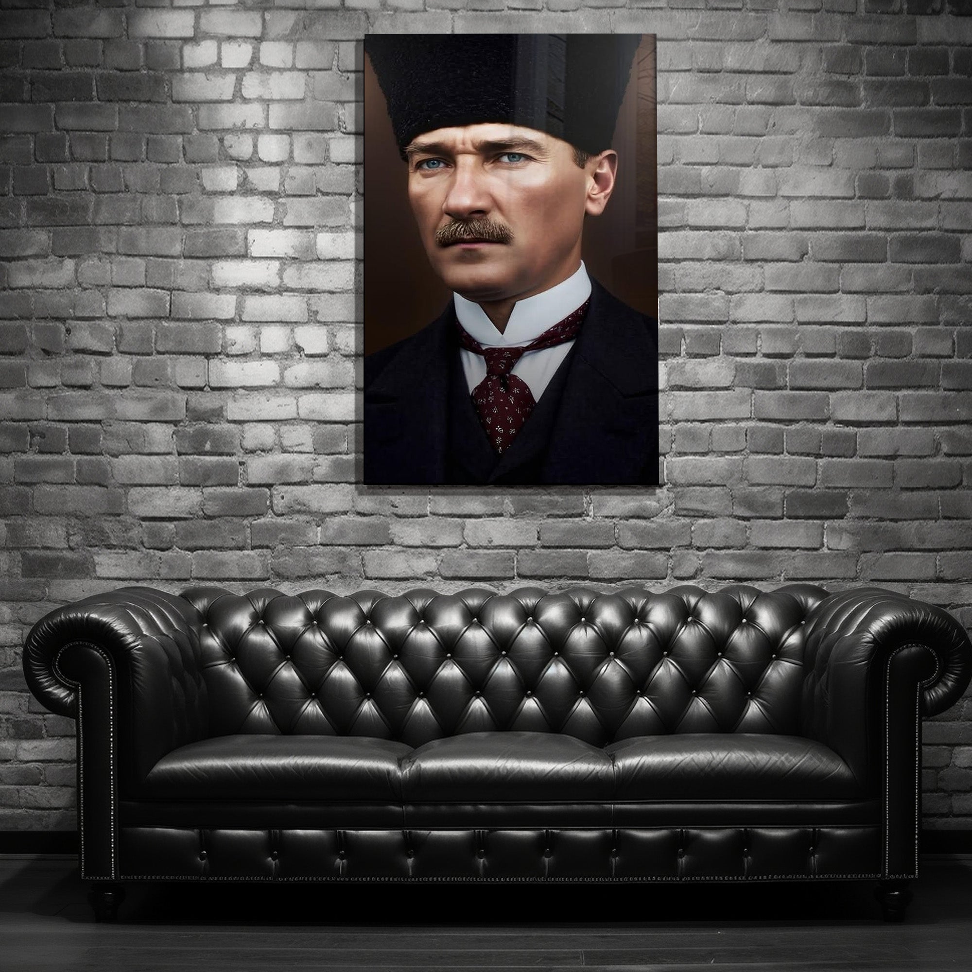 Atatürk Temalı Temperli Cam Duvar Tablosu – Premium UV Baskı, Modern & Şık Dekor