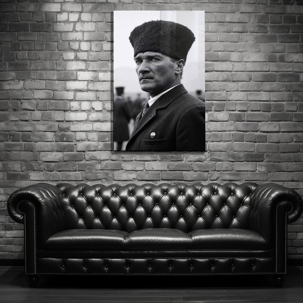 Atatürk Temalı Temperli Cam Duvar Tablosu – Premium UV Baskı, Modern & Şık Dekor