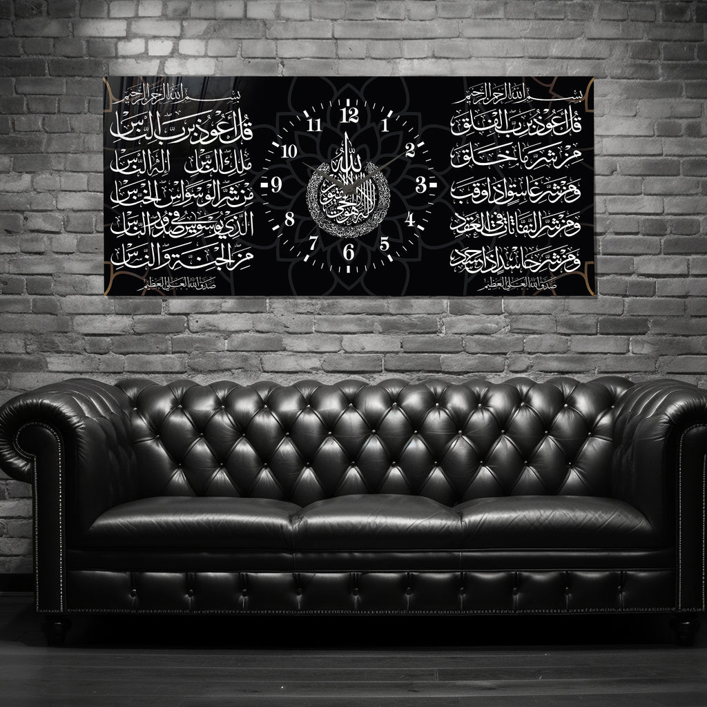 World Map Themed Tempered Glass Wall Clock – Modern Design with Gold Details, Large Wall Decor