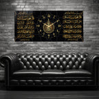 World Map Themed Tempered Glass Wall Clock – Modern Design with Gold Details, Large Wall Decor