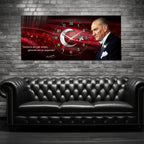 Kırmızı Türk Bayraklı Saatli Temperli Cam Saat –Atatürk Portresi  Tasarım, Premium UV Baskı Duvar Saati (Kopya) (Kopya) (Kopya)