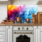 Temperli Cam Duvar Tablosu – Vitray Temalı Gelincik Çiçeği Cam Tablo