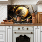 Temperli Cam Duvar Tablosu  Gold Soyut