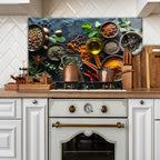 Temperli Cam Duvar Tablosu  Renkli Baharatlar Soyut