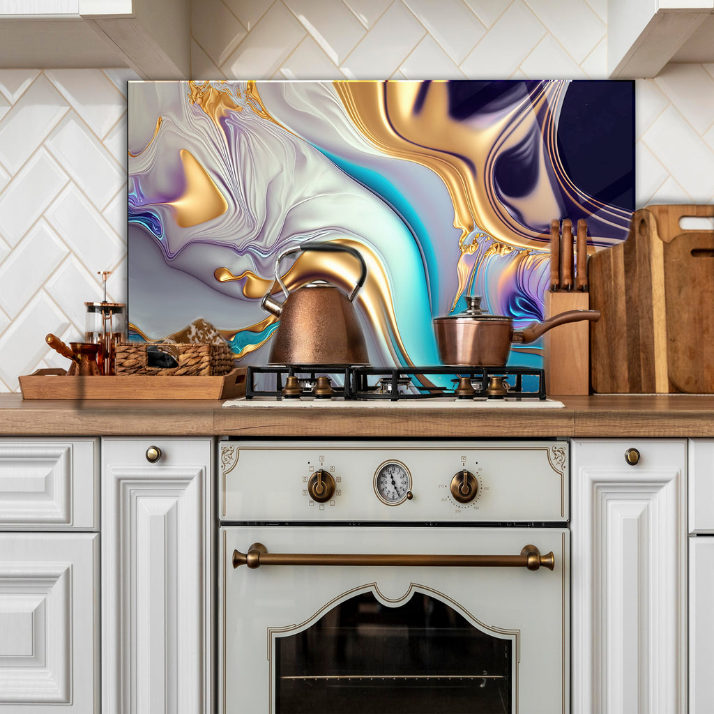 Temperli Cam Duvar Tablosu  Soyut