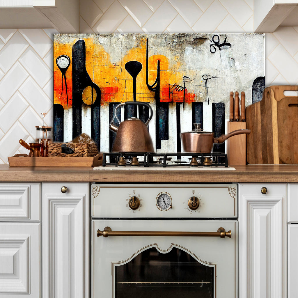 Temperli Cam Duvar Tablosu  Soyut Sokak Sanatalrı