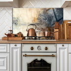 Temperli Cam Duvar Tablosu  Soyut Wabi Sabi