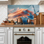 Temperli Cam Duvar Tablosu  Soyut Dağlar