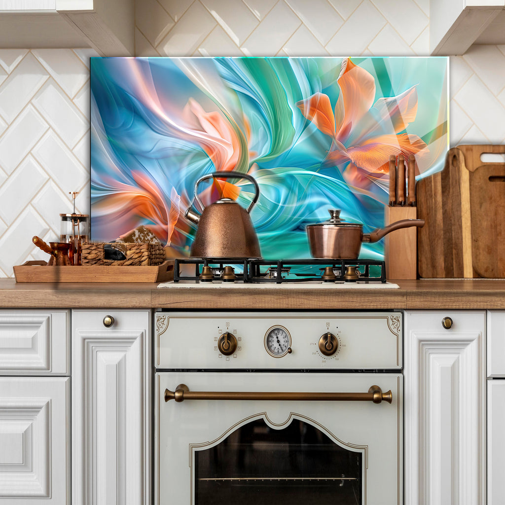 Temperli Cam Duvar Tablosu  Soyut Dağlar (Kopya)