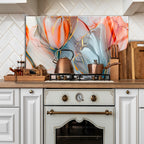 Temperli Cam Duvar Tablosu  Pembe Laleler