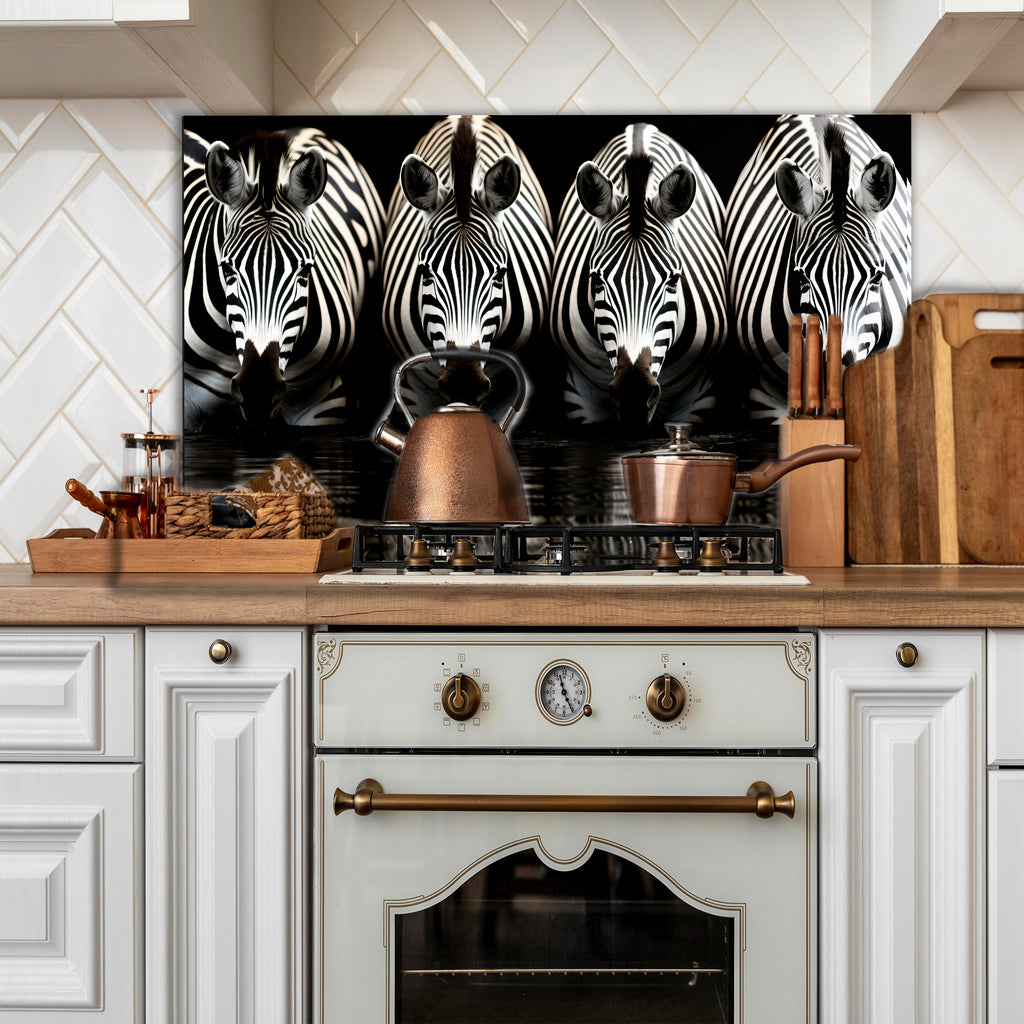 Temperli Cam Duvar Tablosu  Zebralar