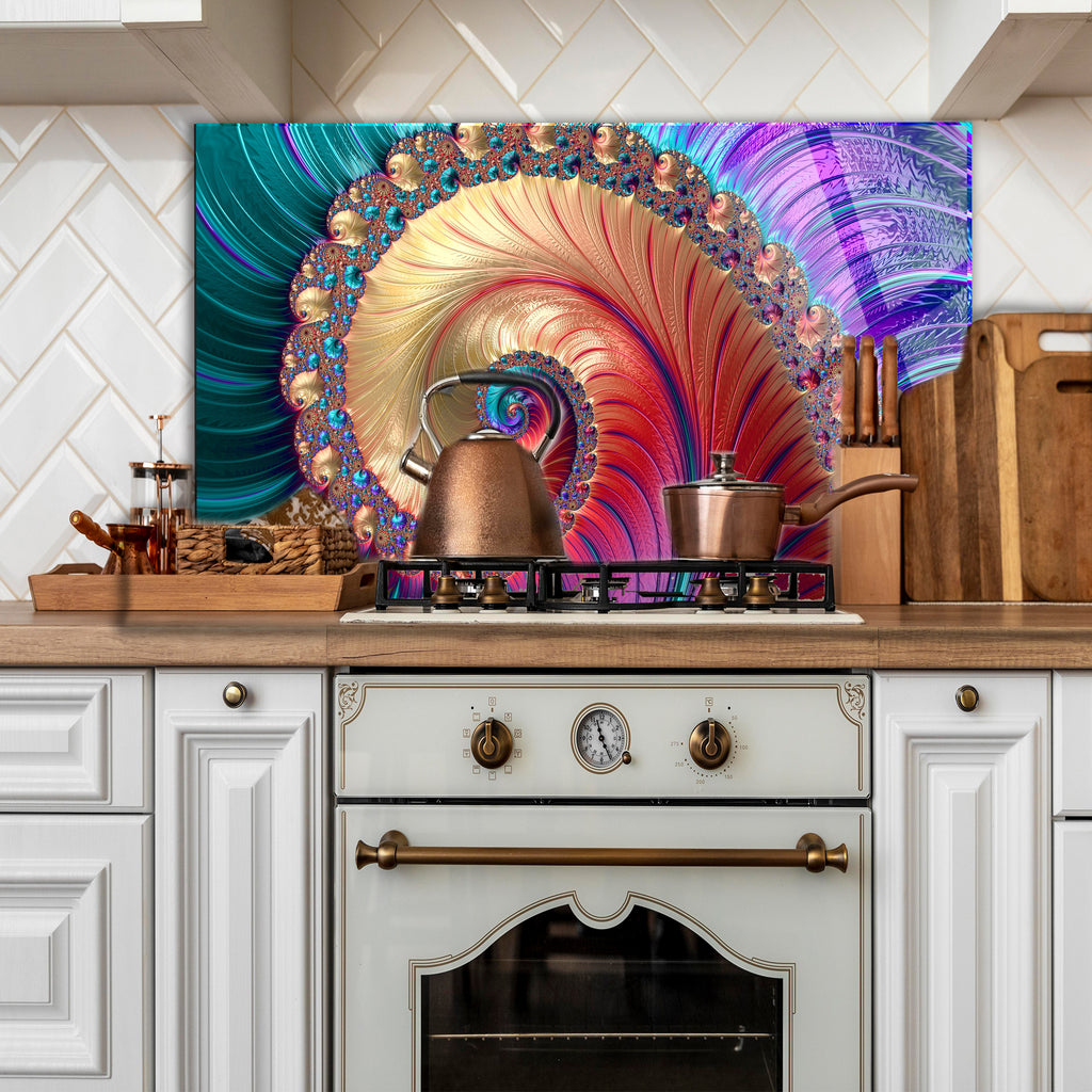 Temperli Cam Duvar Tablosu  Renkli Soyut