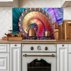 Temperli Cam Duvar Tablosu  Renkli Soyut