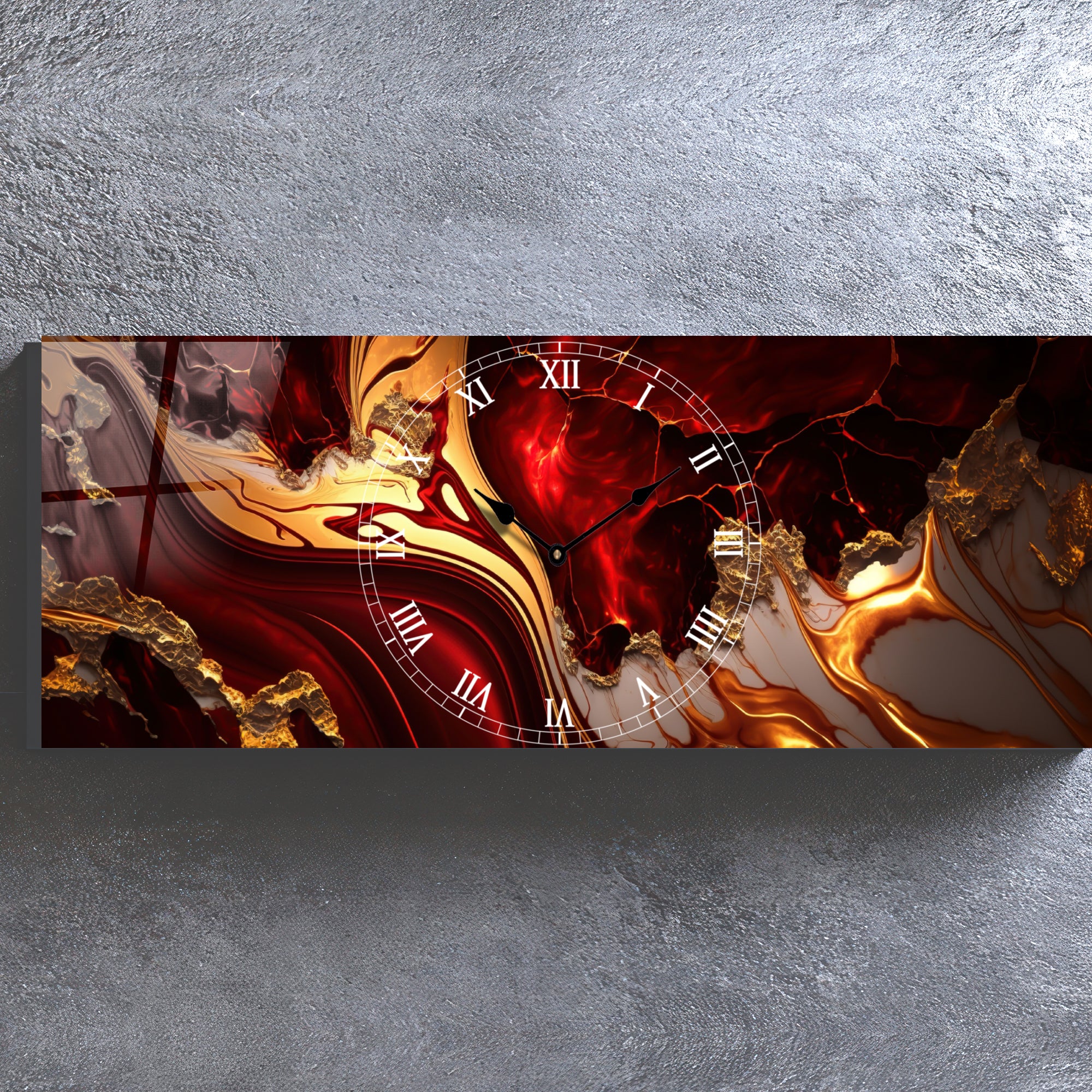 Temperli Cam Duvar Saati –  Modern Tasarım, Büyük Boy Duvar Dekoru