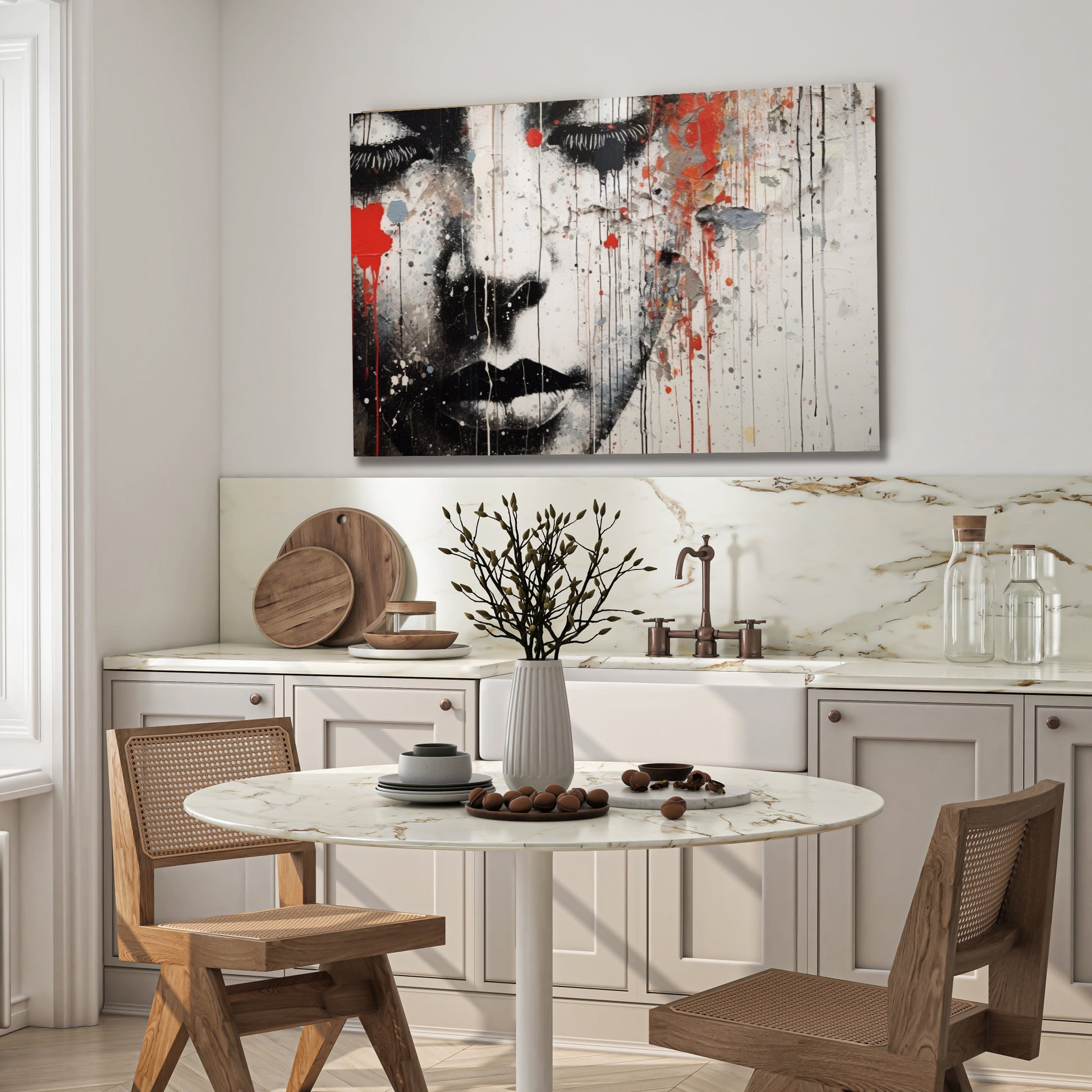 Urban Girl Face Banksy Style Glass Wall Art, Stained Glass Wall Art, Landscape Glass Panel