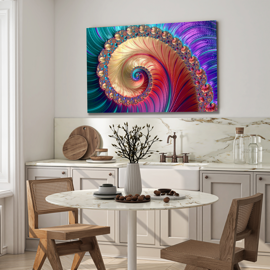 Temperli Cam Duvar Tablosu – Altın Mavi Soyut Dekor