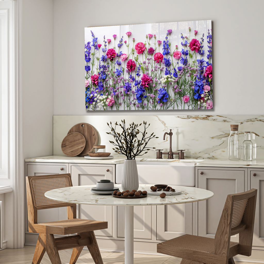Tempered Cam Çiçek Desenli Duvar Tablosu – Renkli Doğa Sanatı, Modern Ev Dekoru, Canlı Çiçek Tasarımı