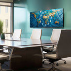 Dünya Haritası Temalı Temperli Cam Duvar Saati – Altın Detaylı Modern Tasarım, Büyük Boy Duvar Dekoru (Kopya)