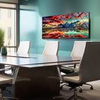 Manzara Temalı Temperli Cam Duvar Saati – Altın Detaylı Modern Tasarım, Büyük Boy Duvar Dekoru