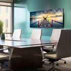 Manzara Temalı Temperli Cam Duvar Saati – Altın Detaylı Modern Tasarım, Büyük Boy Duvar Dekoru (Kopya) (Kopya)