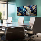 Soyut Temalı Temperli Cam Duvar Saati – Altın Detaylı Modern Tasarım, Büyük Boy Duvar Dekoru (Kopya)