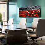 Manzara Temalı Temperli Cam Duvar Saati – Altın Detaylı Modern Tasarım, Büyük Boy Duvar Dekoru