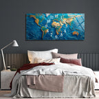 Dünya Haritası Temalı Temperli Cam Duvar Saati – Altın Detaylı Modern Tasarım, Büyük Boy Duvar Dekoru (Kopya)