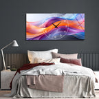 Soyut Temalı Temperli Cam Duvar Saati – Altın Detaylı Modern Tasarım, Büyük Boy Duvar Dekoru