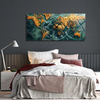 World Map Themed Tempered Glass Wall Clock – Modern Design with Gold Details, Large Wall Decor