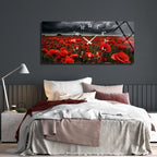 Manzara Temalı Temperli Cam Duvar Saati – Altın Detaylı Modern Tasarım, Büyük Boy Duvar Dekoru