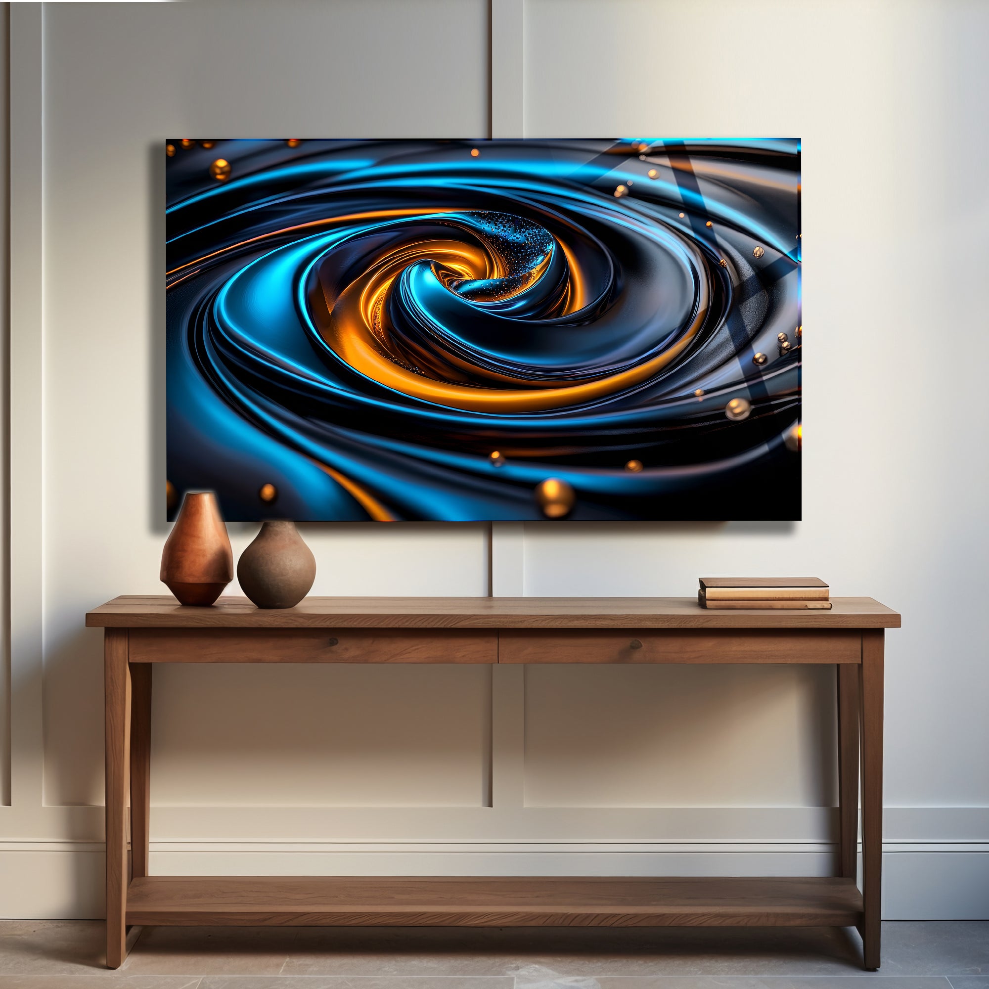 Temperli Cam Duvar Tablosu  Renkli Soyut