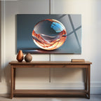 Temperli Cam Duvar Tablosu  Renkli Cam Küre Soyut