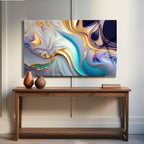 Temperli Cam Duvar Tablosu  Soyut