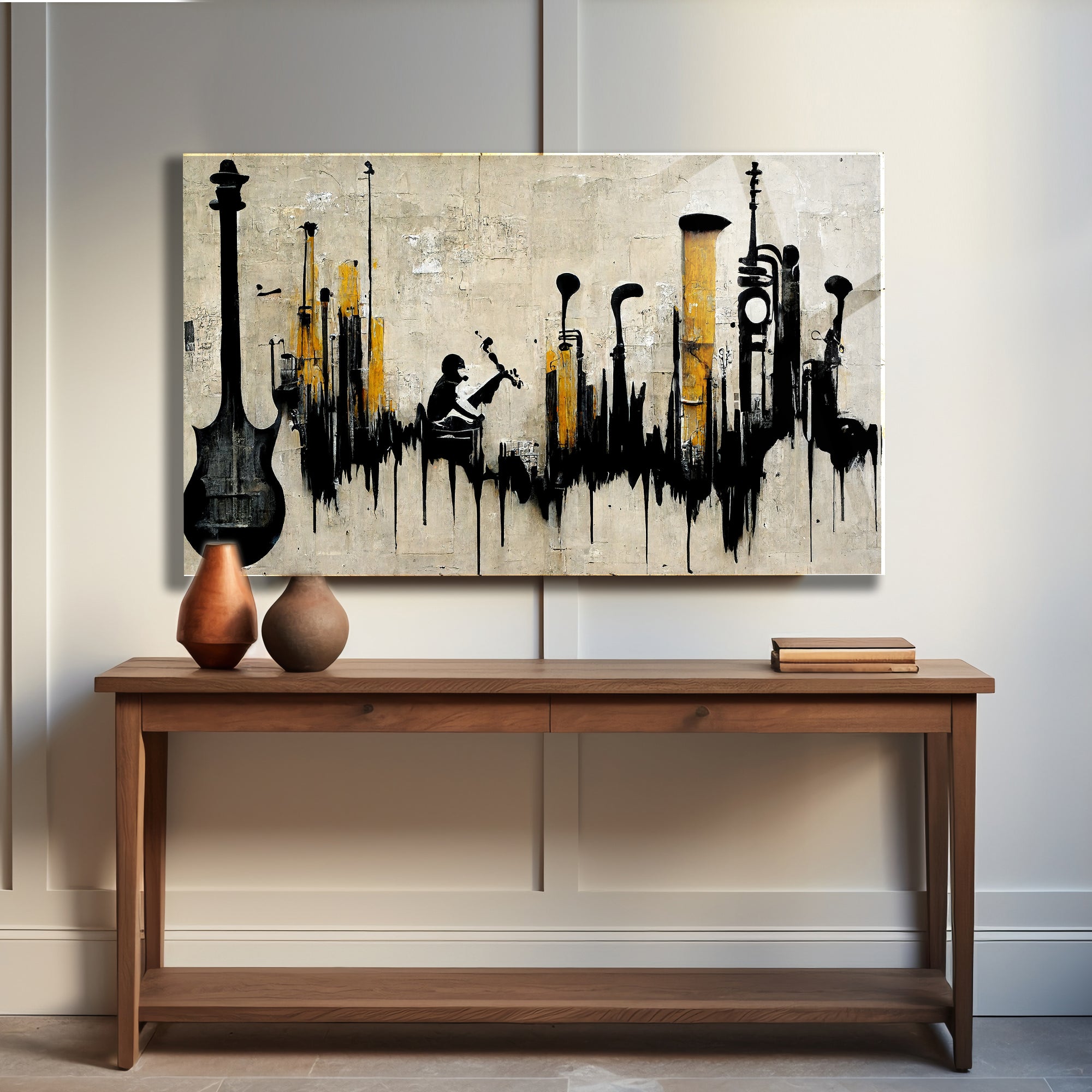 Temperli Cam Duvar Tablosu  Soyut Sokak Sanataları