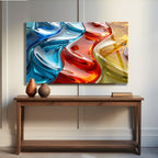 Temperli Cam Duvar Tablosu  Soyut Renkli Camlar