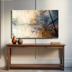 Temperli Cam Duvar Tablosu  Soyut Wabi Sabi