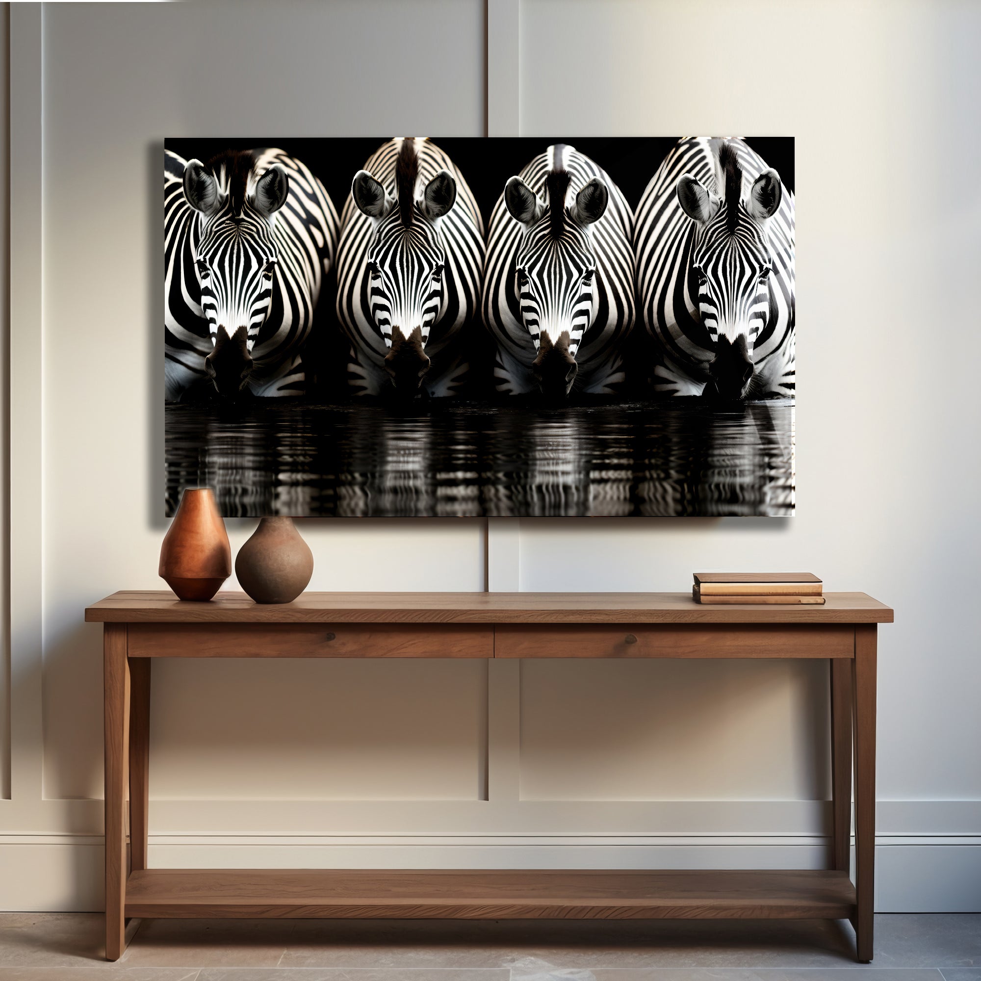 Temperli Cam Duvar Tablosu  Zebralar