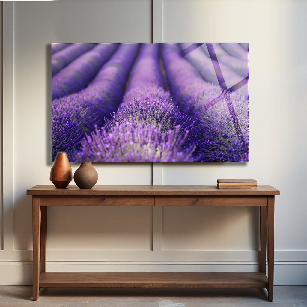 Temperli Cam Duvar Tablosu  Lavantalar