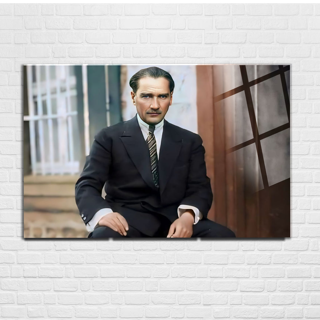 Atatürk Temalı Temperli Cam Duvar Tablosu – Premium UV Baskı, Modern & Şık Dekor