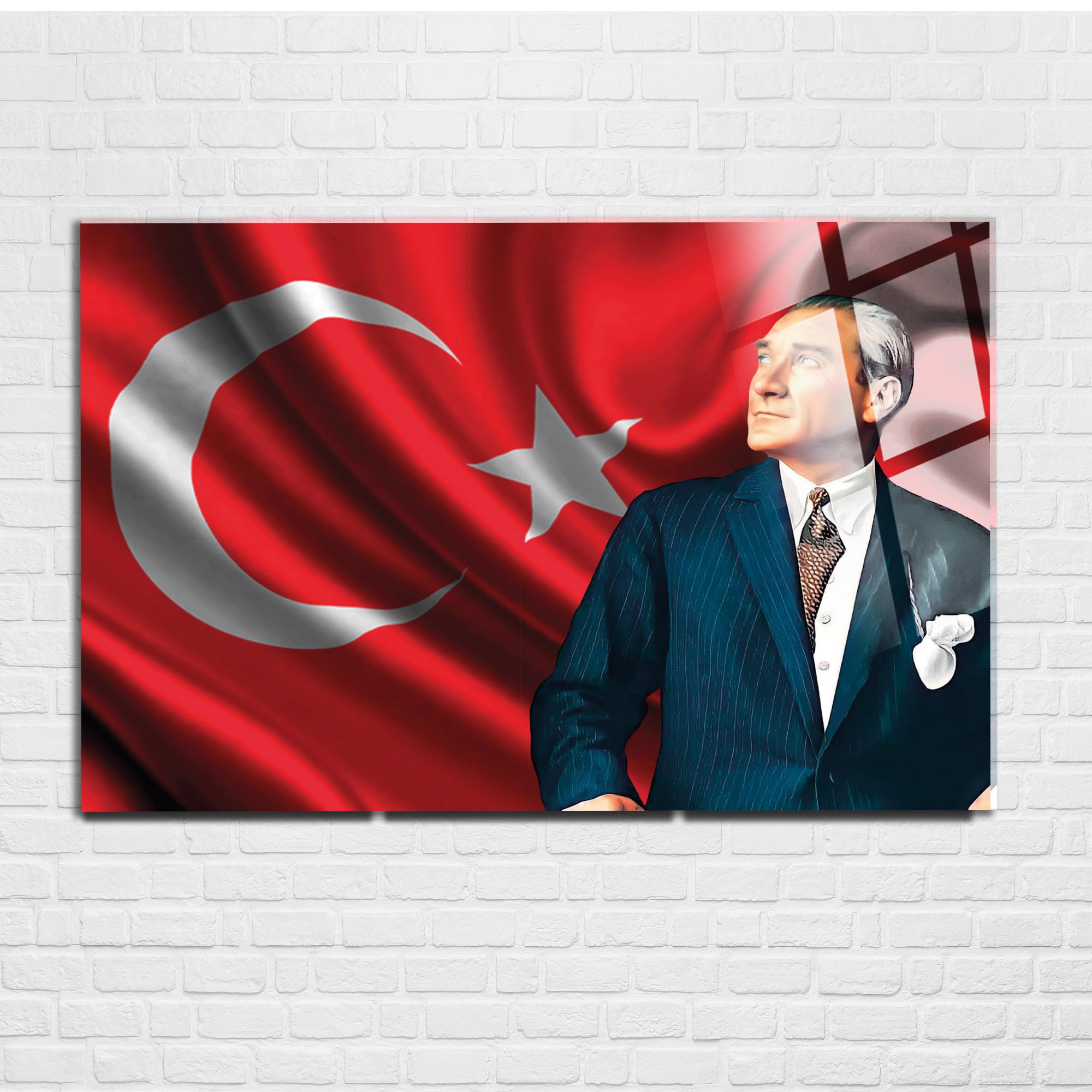 Atatürk Temalı Temperli Cam Duvar Tablosu – Premium UV Baskı, Modern & Şık Dekor