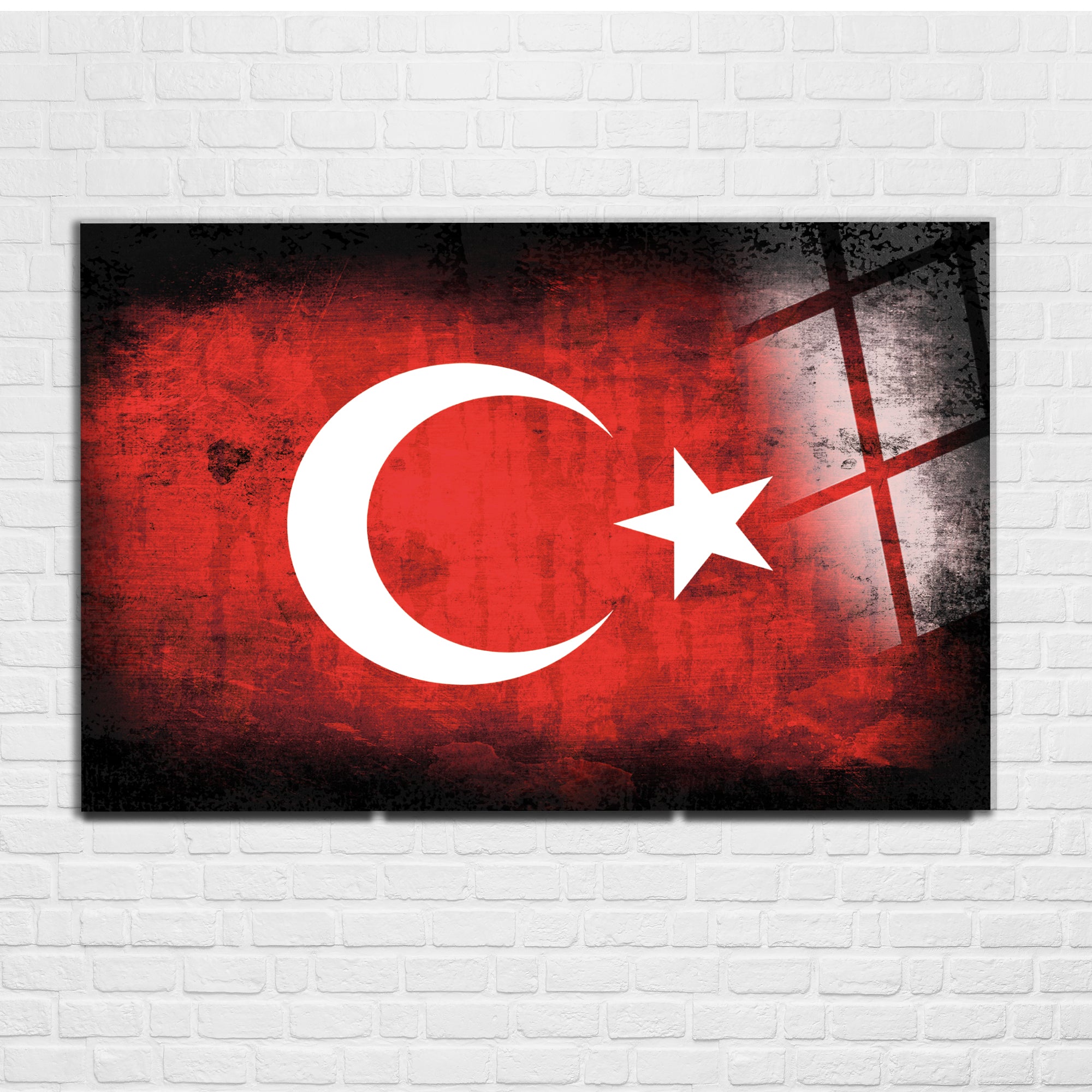 Bayrak Temalı Temperli Cam Duvar Tablosu – Premium UV Baskı, Modern & Şık Dekor