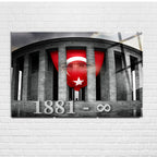 Atatürk Temalı Temperli Cam Duvar Tablosu – Premium UV Baskı, Modern & Şık Dekor