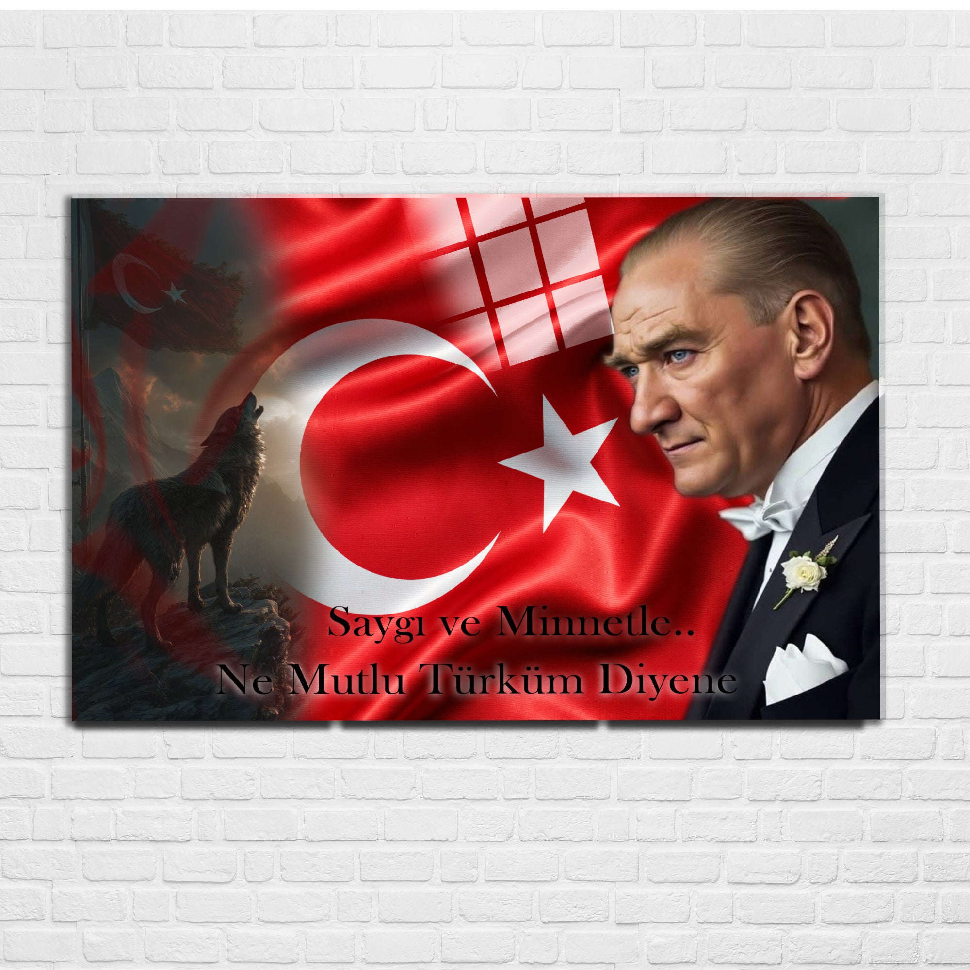Atatürk Temalı Temperli Cam Duvar Tablosu – Premium UV Baskı, Modern & Şık Dekor