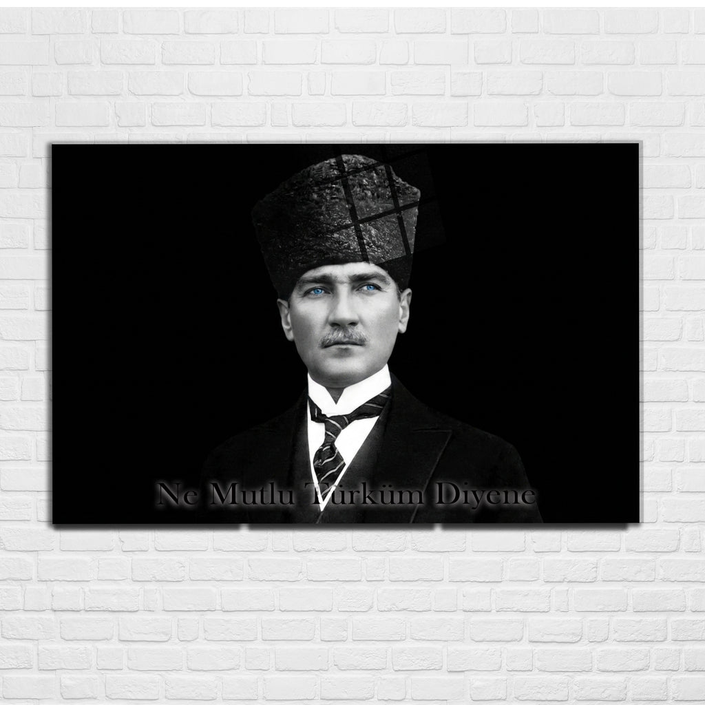 Atatürk Temalı Temperli Cam Duvar Tablosu – Premium UV Baskı, Modern & Şık Dekor