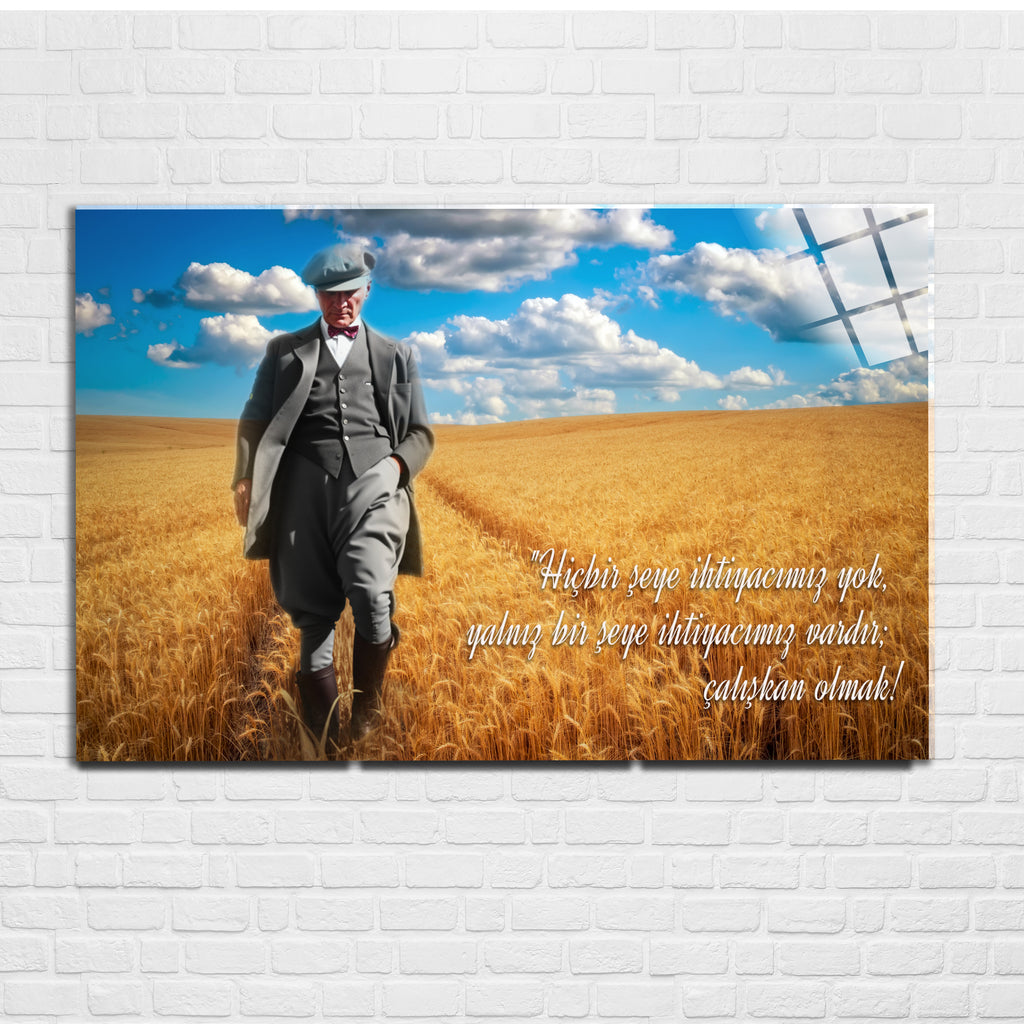Atatürk Temalı Temperli Cam Duvar Tablosu – Premium UV Baskı, Modern & Şık Dekor